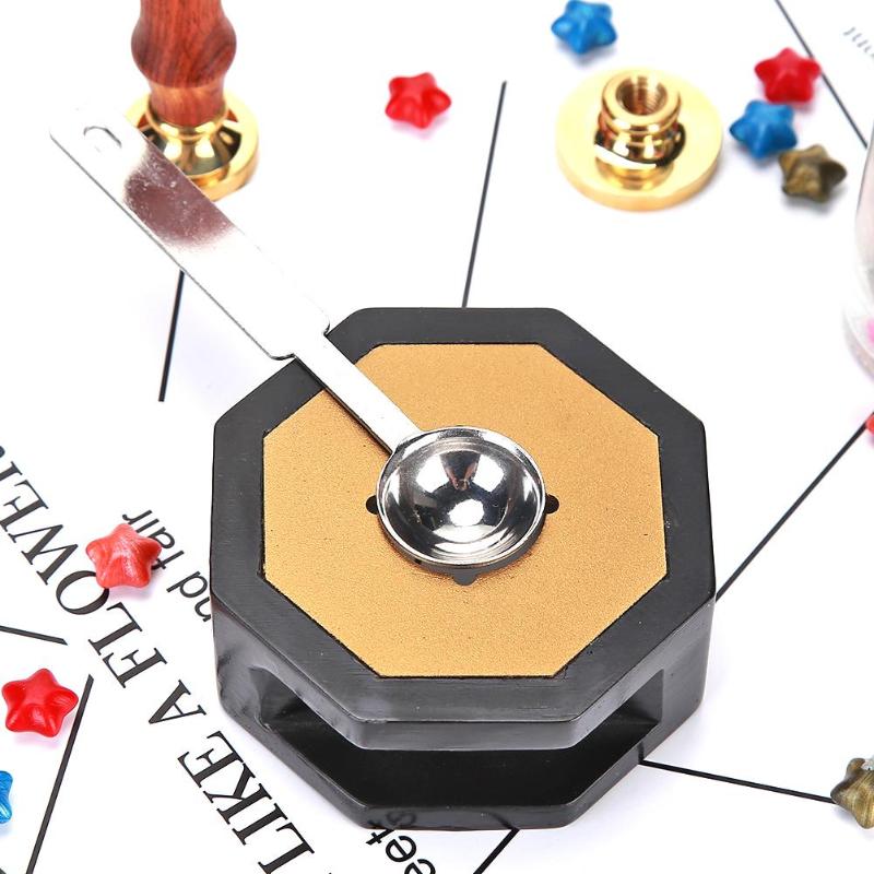 Hexagon Metall Kleber Topf Feuer Wärmer Stempel Siegellack Bar Stöcke Perlen Schmelzofen Werkzeug Herde für Feuer Farbe Stempel
