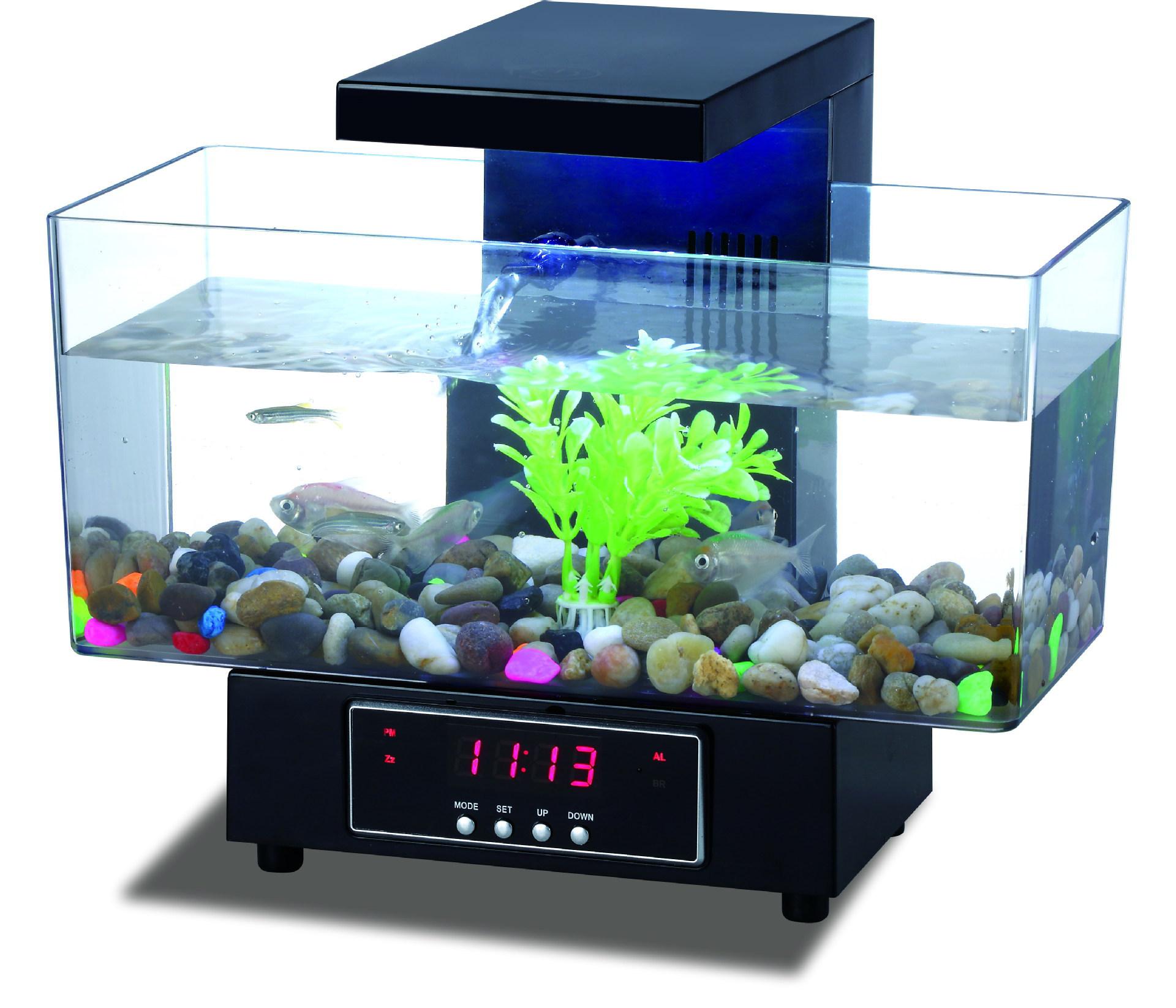Mini USB Aquarium Aquarium LED Licht Klang Recyceltem Wasser Kleine Elektronische Ökologischen Aquarium Aquarium Kalender Uhr