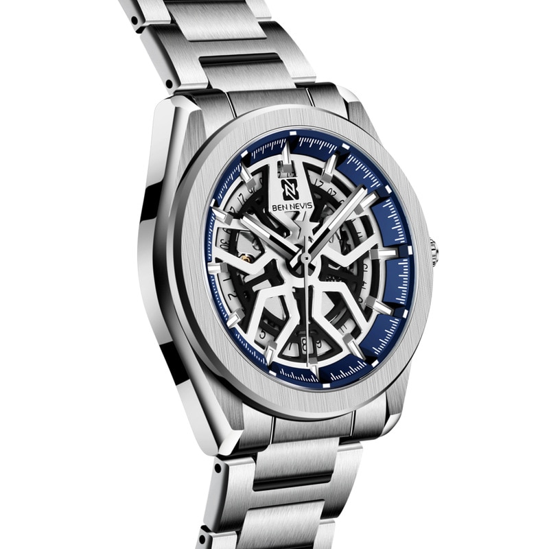 Neue Hohl Mechanische Uhr der Männer Skelett Zifferblatt Edelstahl Band Lässig Automatische Mechanische Armbanduhren Männlich Uhr