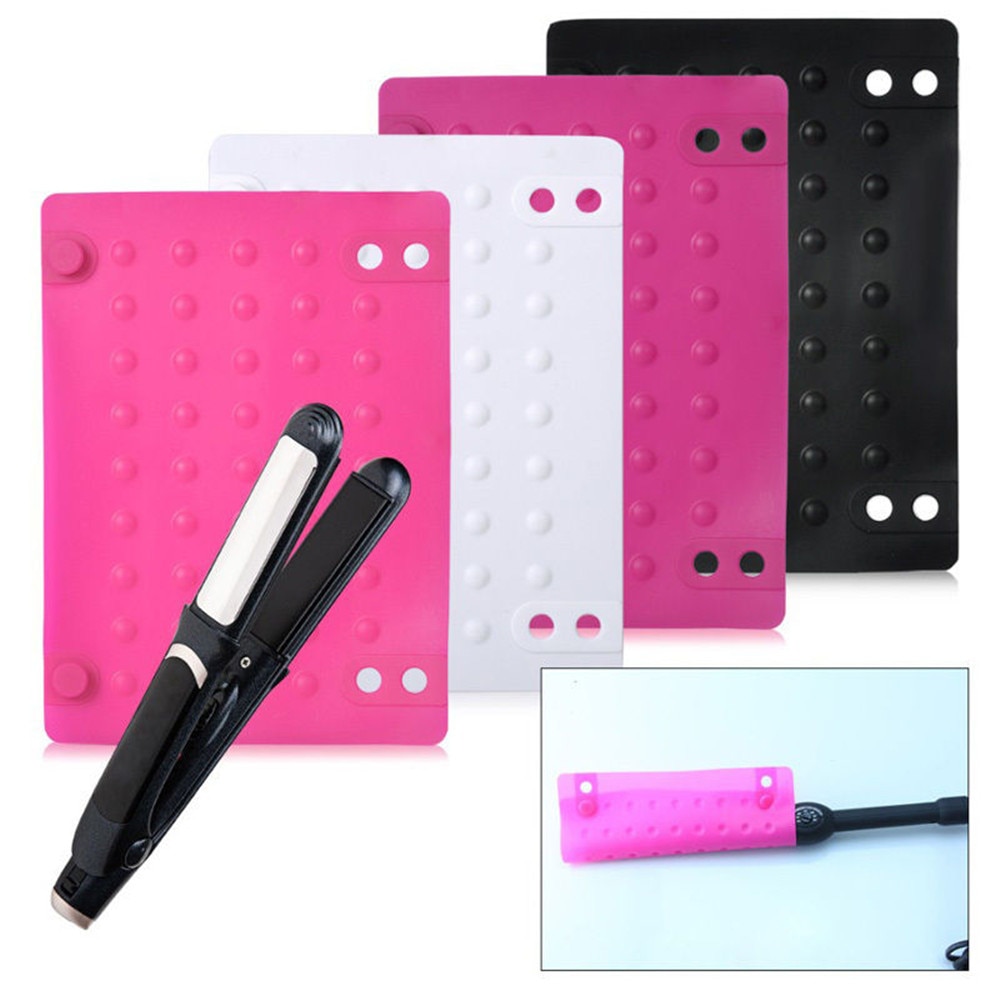 Heißer Silikon Hitze Besteändig matt Für Reise Locken Haarglätter Eisen Pad Haar Styling Adapter Salon Styling LED-haar-strecker-Werkzeug