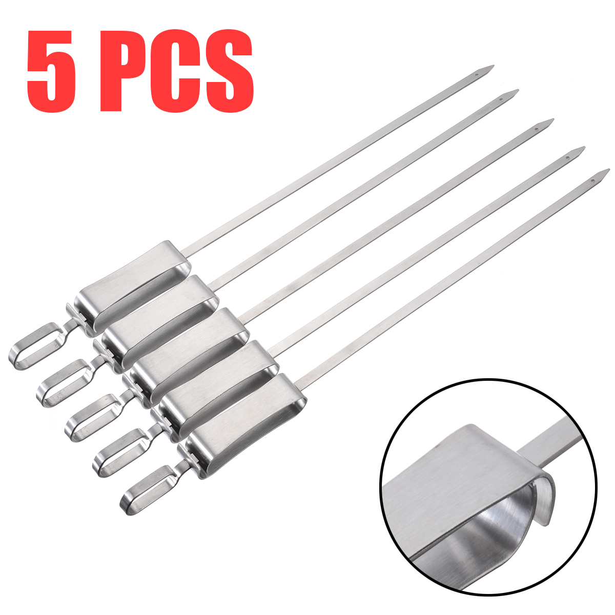 5 stücke Edelstahl Grill Stift Flache Für Kebab Tandoori Allgemeine BBQ Bedürfnisse Spieße draussen BBQ Grill Werkzeuge Gabeln
