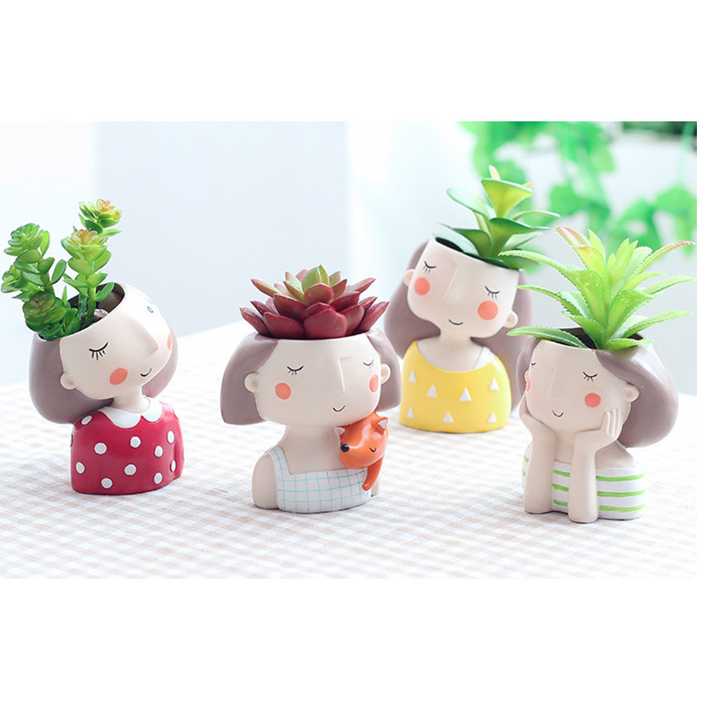 Bonsai Topf Nette Karikatur Mädchen Jungen Blumentopf Heimat Garten Dekoration Blumentopf Pflanzer Schreibtisch Vase Hause Büro Bonsai topf