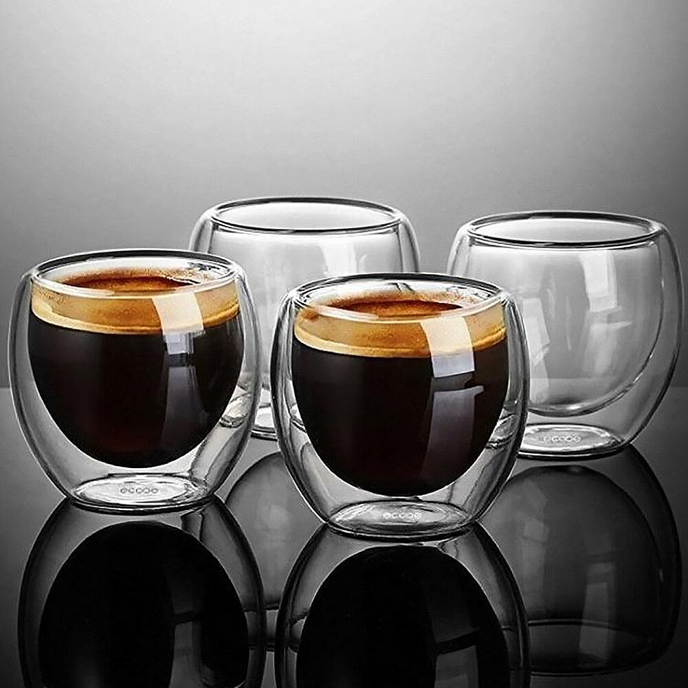 4 stücke/6 stücke 80ml Doppel Zauberstab Glas Klar handgefertigt Hitzebeständigem Tee Trinken Tassen Gesunde Trinken Becher kaffee Tassen Isolierte Schuss Glas