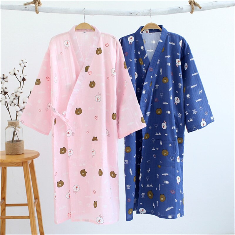 Frauen 100% baumwolle kleid Kimono bademantel baumwolle Pyjama strickjacke lässig dampfende kleidung bademantel frauen hause Pyjama