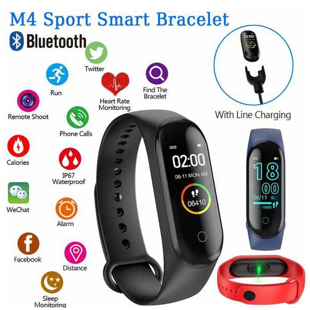 M4 Clever Sport Schrittzähler Uhr Herz Bewertung Blutdruck Fitness Tracker Für Android IOS