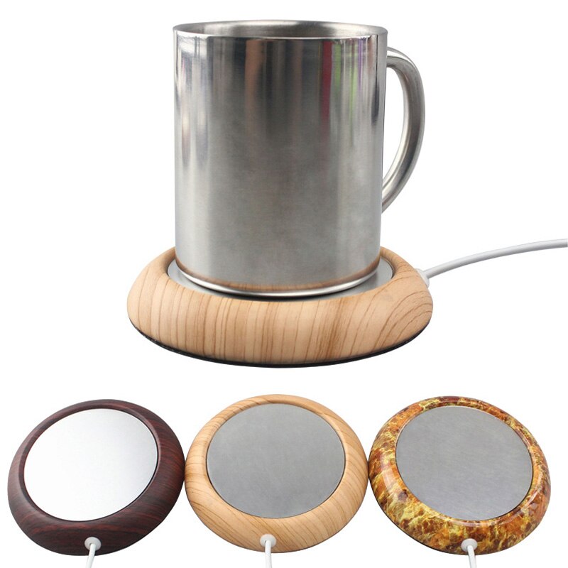 Tragbare USB Elektrische Halten Getränke warm Heizung Tasse Wärmer Holz/Marmoriert Farbe Tee Kaffee Getränke Heizung Pad matt Tassen