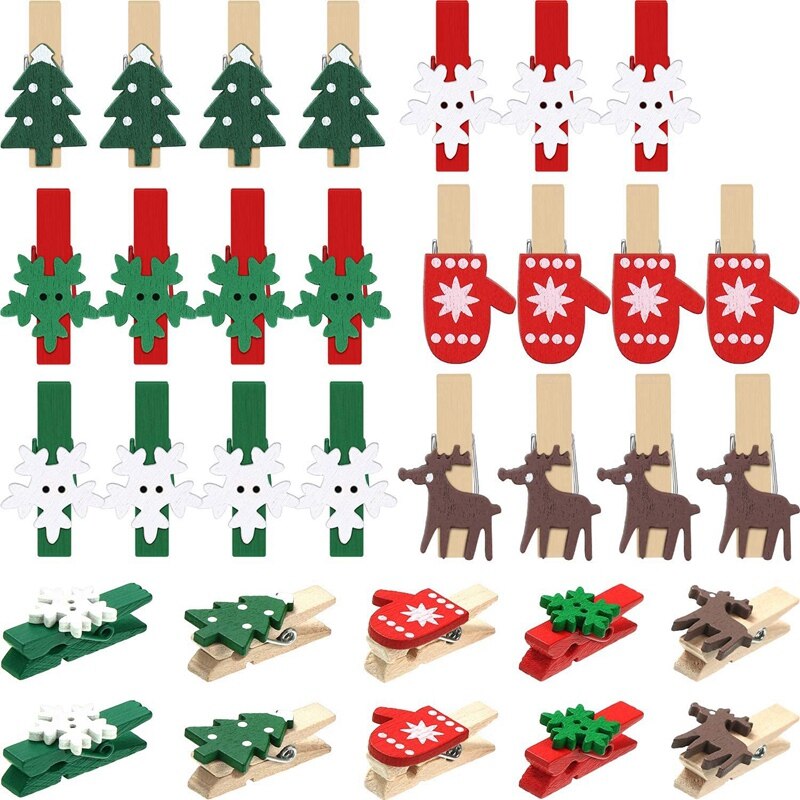 Weihnachten Holz Clip Weihnachten Baum Foto Clip Elch Handschuh Schneeflocke Clip DIY Foto NäGel für Heimat Schule Kunst Handwerk Dekor