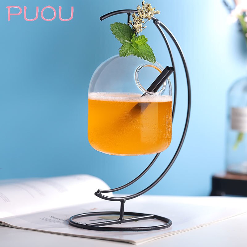 Bar Neue Ideen Hängenden Korb Cocktail Glas Herz Mond Eisen Rahmen Suspension Flasche Saft Getränke Molekulare Spezielle Getränke Tasse