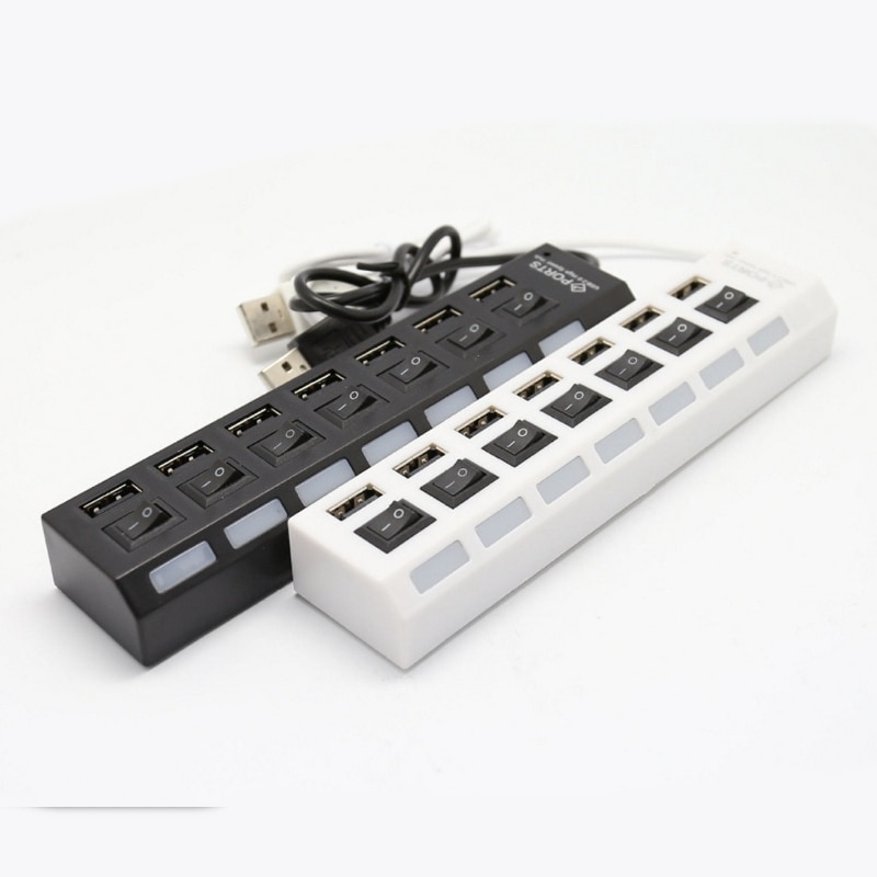 USB hoch Geschwindigkeit 480 Mbps Adapter 7 Häfen Usb Hub LED USB Hub mit Energie an aus Schalter für PC Laptop Computer PC Laptop mit AUF/VON