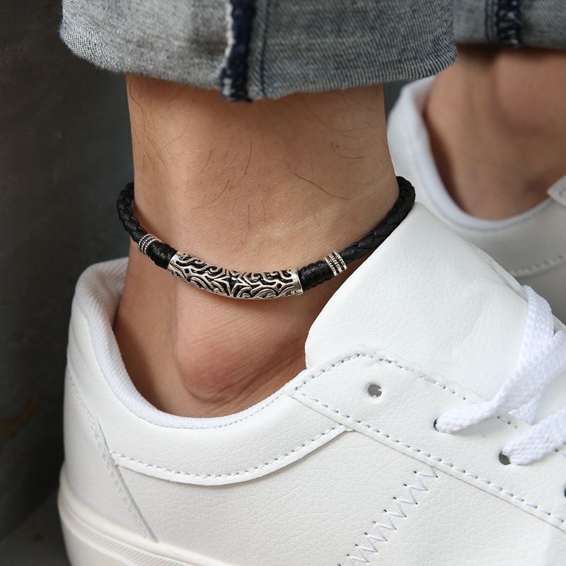AAK004,Jahrgang Fußkettchen Schmuck Frauen Männer Metall Leder Seil Fußkettchen Armbinde Barfuß Sandale Strand Fuß Kette Mujer