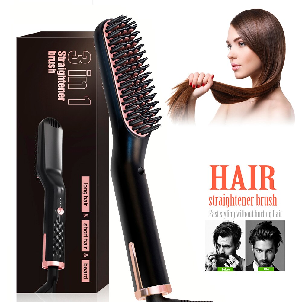 Professionelle Haarglätter Pinsel Männer Bart Kamm Erhitzt Pinsel Haar Styler Kamm Für Bart Pinsel Styling Werkzeuge Heißer Luft Pinsel