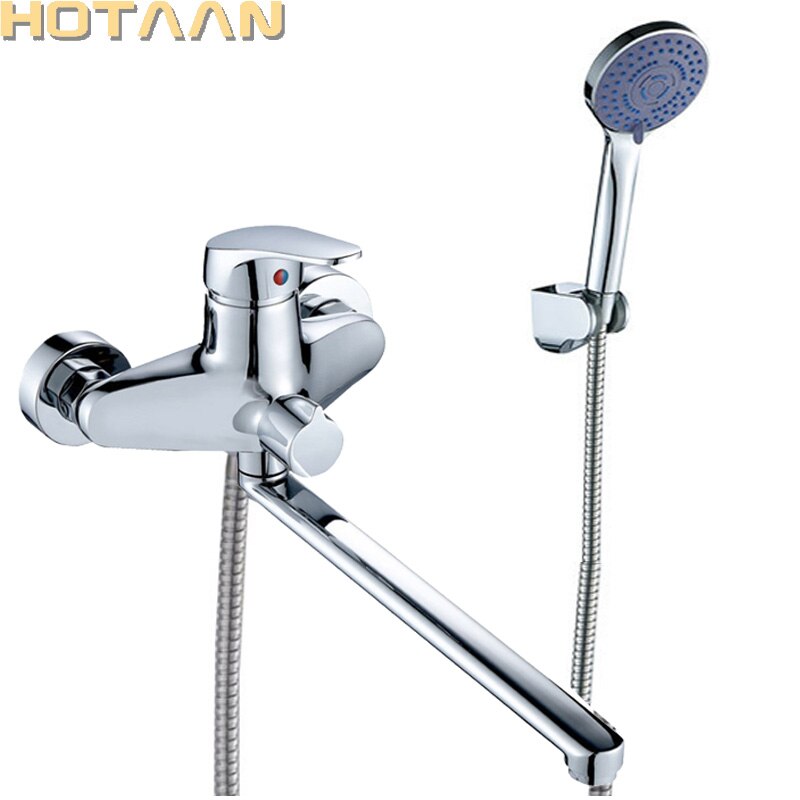 Hotaan 1einstellen 30cm Silber Auslauf Rohr Schlecht Dusche Wasserhahn einstellen Zink-legierung Körper Dusche Kopf Schlecht Wasserhahn Chrom badewanne Wasserhahn YT5359