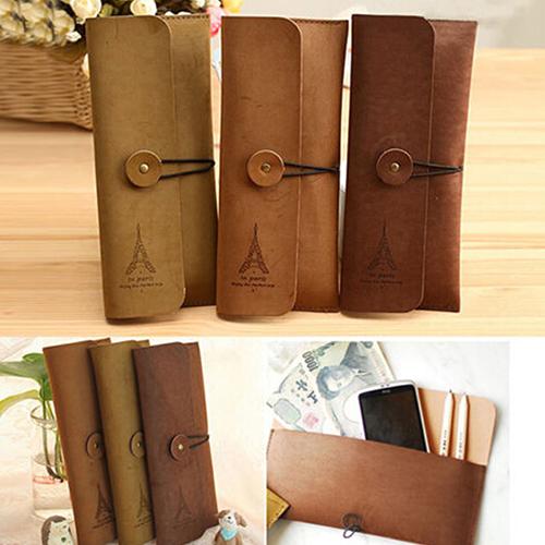 Eiffelturm Faux Wildleder Leder Kosmetische machen-hoch Tasche Stift Bleistift Briefpapier Beutel