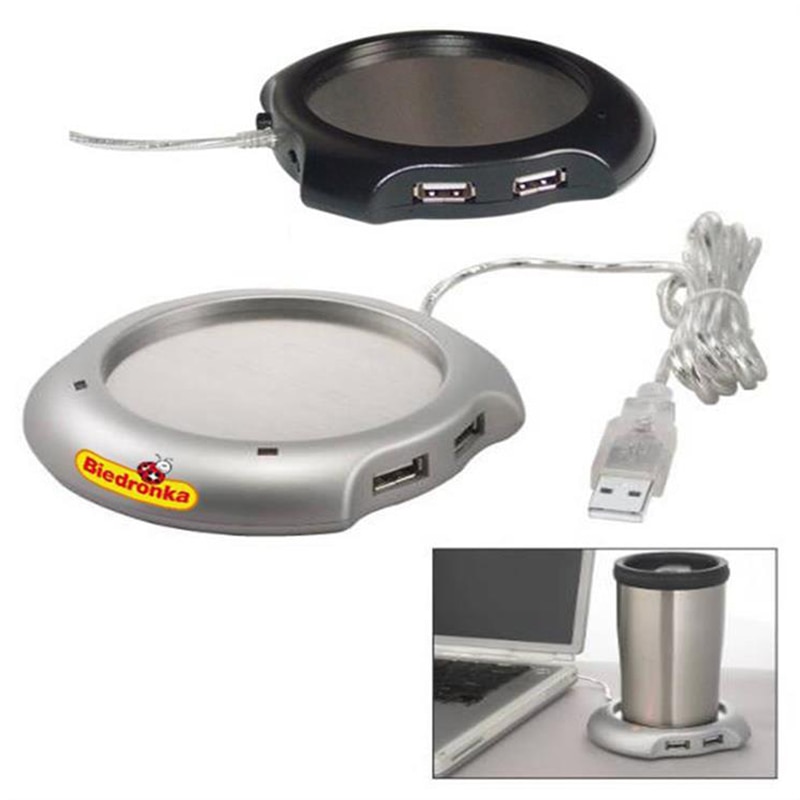 1PC 5V USB Wärmer Pad Tee Kaffee Tasse Hub Hafen 4 USB Becher Pad Getränke Elektrische Silber matt angetrieben Büro Tasse matt Bahn