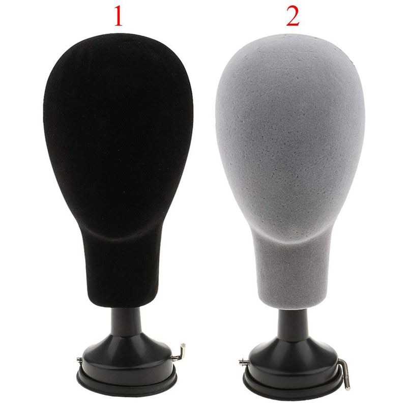 NEUE-Polystyrol Schaum Mannequin Gesicht Modell Kopf Perücke Halfter Brillen Brillen Mit Basis Halterung-Schwarz, 35cm