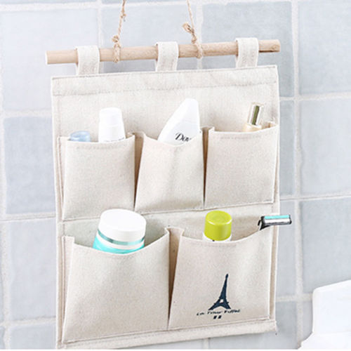 UNS Lagerbier 5 Taschen Hängende Lagerung Taschen Leinen Veranstalter Beutel Ordentlich Halfter Zauberstab Tür Schrank Schlecht Schlafzimmer