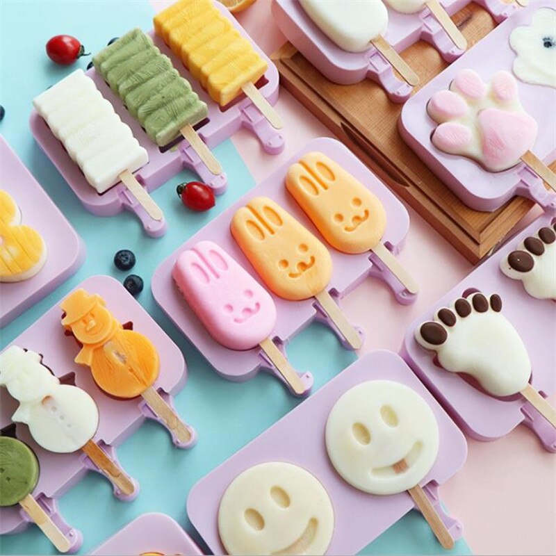 Silikon Eis Schimmel Popsicle Formen mit 50 stücke Eis Stöcke DIY Hausgemachte Karikatur Eis Popsicle Eis Pop Hersteller Schimmel