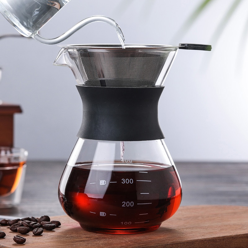 Glas Kaffee Topf Mit Edelstahl Filter Tropf 200ml 400ml Kaffee Topf Tropf Barista Gießen Über Kaffee Hersteller