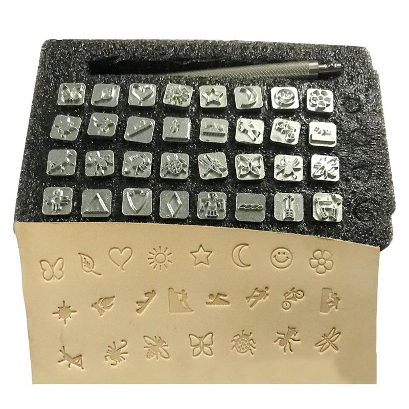 Leder Druck schlagen Werkzeuge DIY handgefertigt Carving Leathercraft Skulptur Stempel für Taschen Skulptur Stempel Dekoration