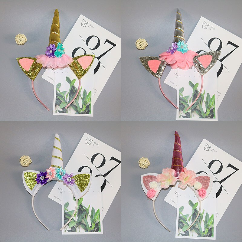 Geburtstag Mädchen Einhorn Stirnband Einhorn Party Dekoration freundlicher Haar Zubehör Baby Dusche Dekoration Ersten Geburtstag Mädchen Party