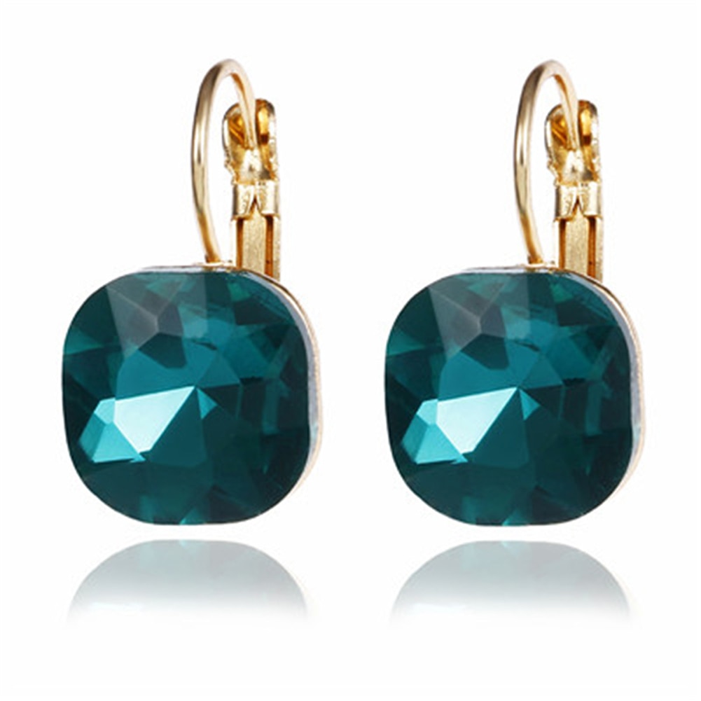 6 Farben Blau Strass Kristall frauen Ohrringe Weiß Platz Baumeln Ohrringe Für Frauen modisch Schmuck