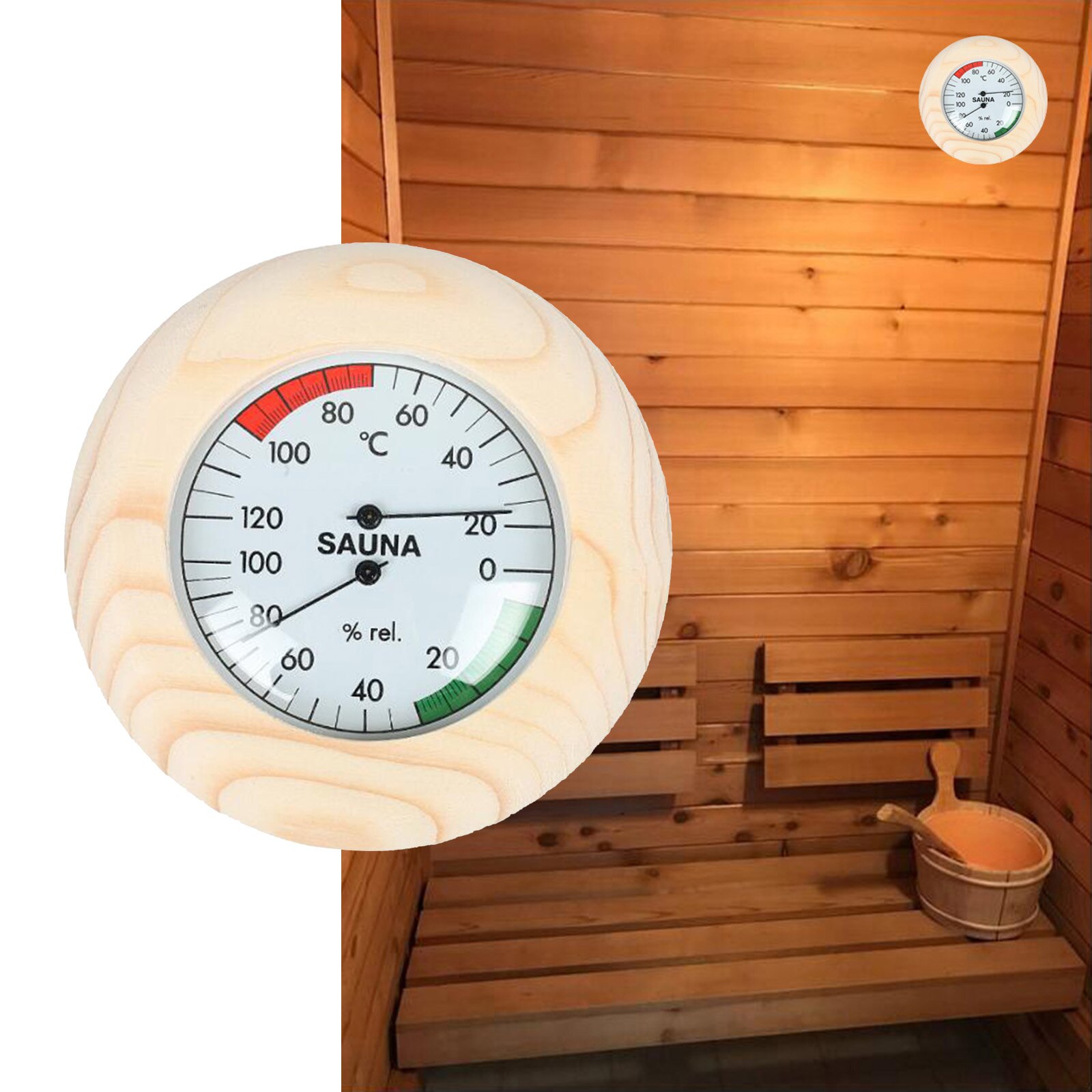 14,5 x3cm Runde Digitale Sauna Holz Thermometer Hygrometer 2 in 1 drinnen Feuchtigkeit Temperatur Measuremefor Sauna Zimmer Hotel Verein
