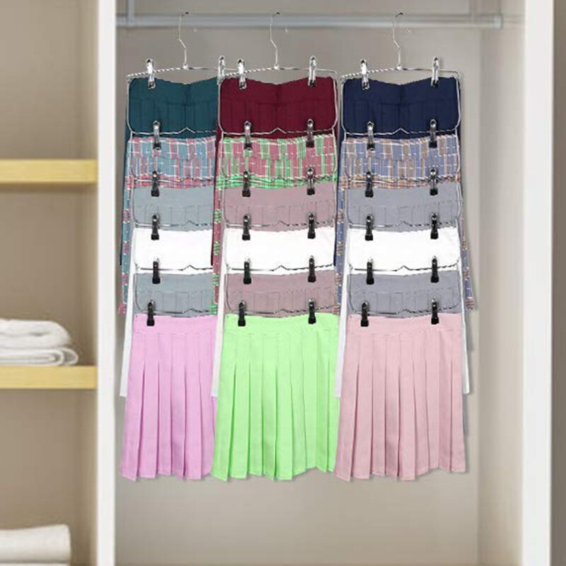 6-Ebene Felsen Hosen kurze Hose KleiderbüGel mit Einstellbare Clips Platzsparende Keine Unterhose KleiderbüGel Felsen Organizer 3 Pack