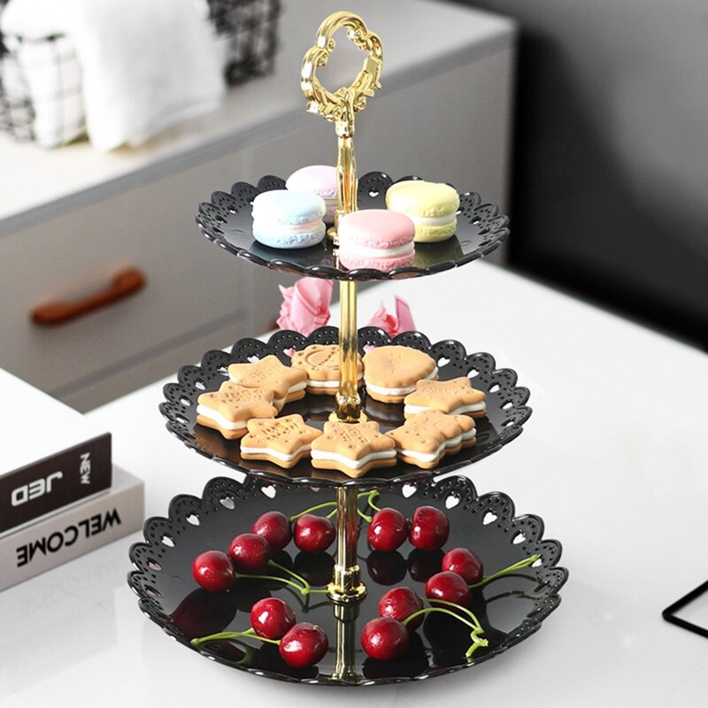 3 Ebene Kuchen Nachtisch Gestell Stehen Nachmittag Tee Hochzeit Party Platten Geschirr Multi Schicht Kunststoff Tablett Snack Süßigkeiten Tablett