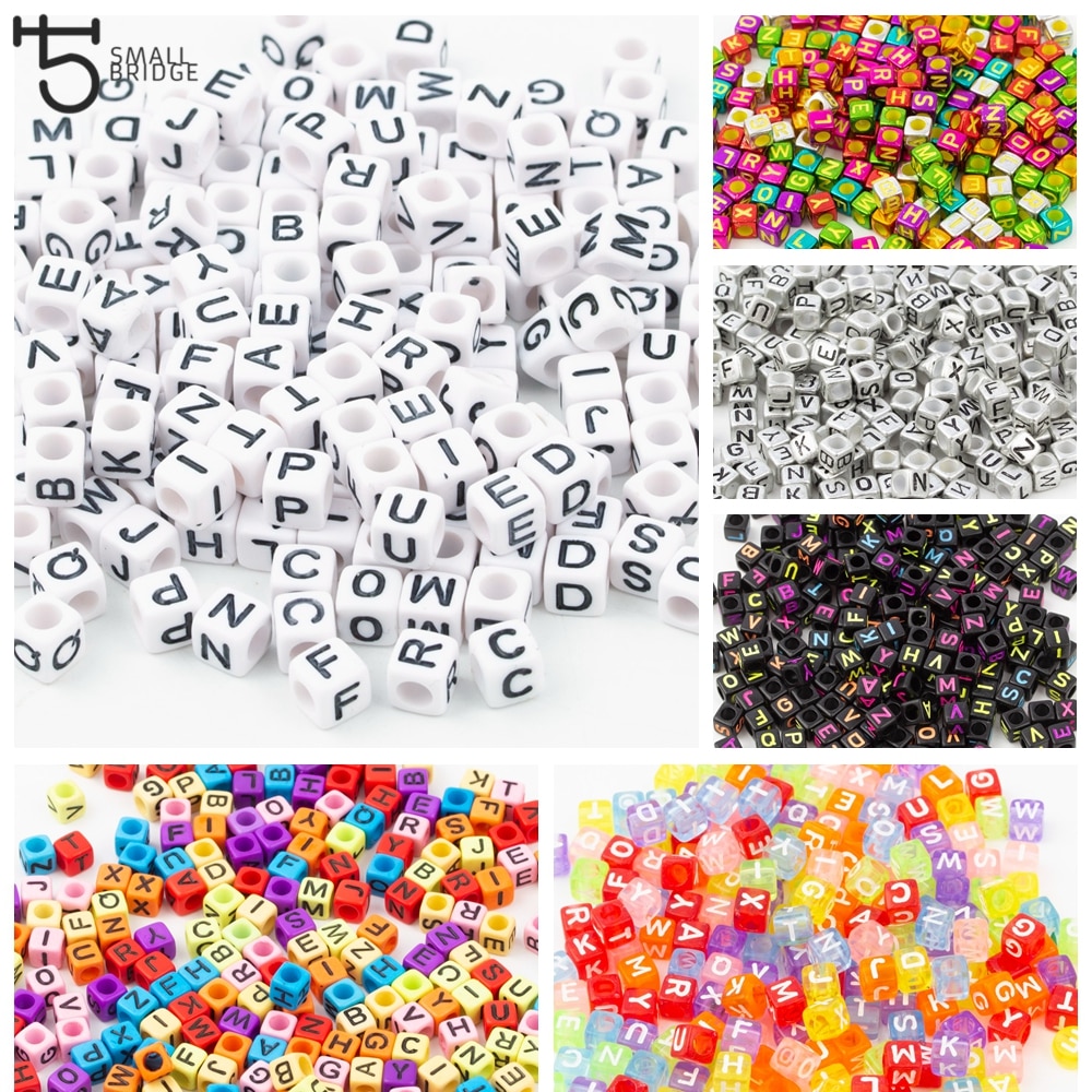 200 stücke Acryl Würfel Buchstaben Perlen für Schmuck Machen DIY zubehör für schmuck Alphabet verlieren Abstandshalter Perlen P611
