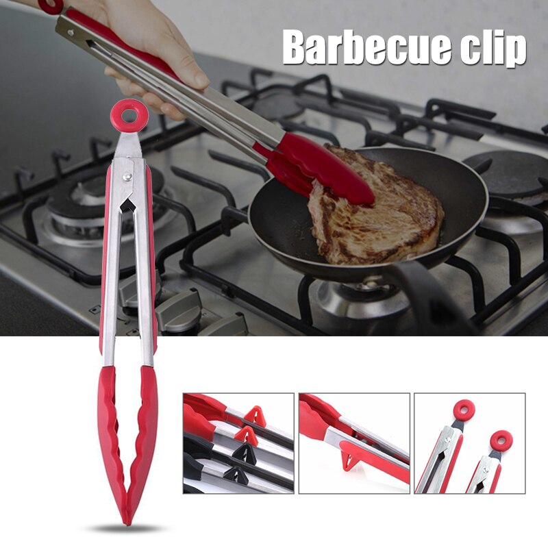 Silikon Kopf Grill Zange Küche Zangen Salat Kochen essen Grill Hitzebeständige Lebensmittel Klasse