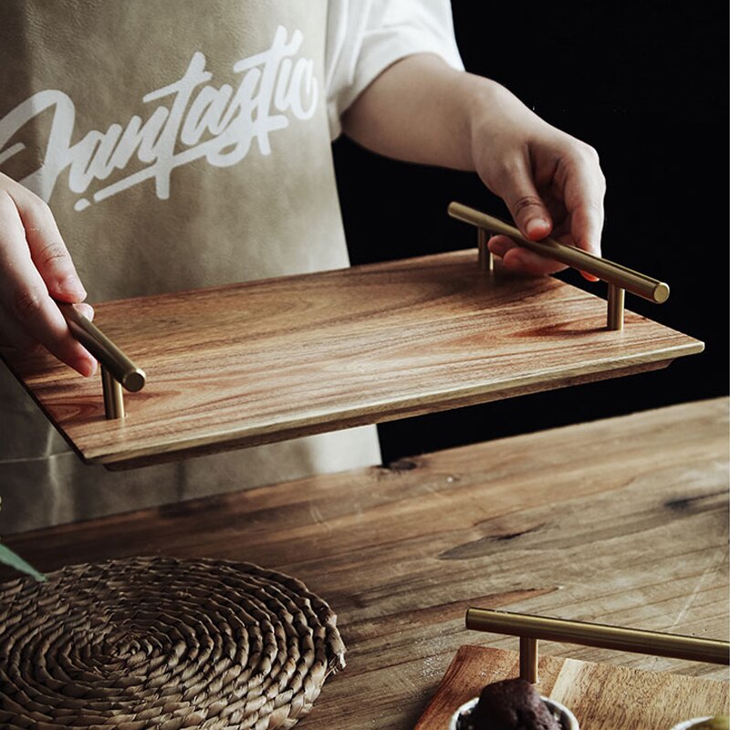 Japanischen Stil Holz Tablett Natürliche Akazie Holz Binaural Sushi Steak Platte Nachtisch Pizza Rechteckigen Restaurant Küche einstellen Platte