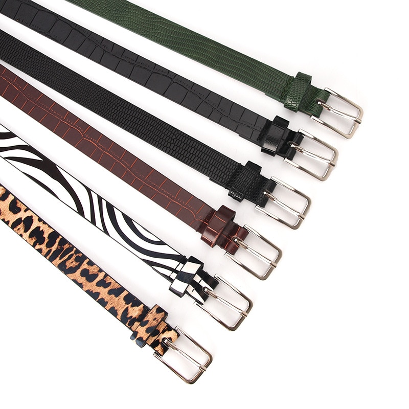 1,8 cm Breite Weibliche Gürtel Schwarz Leoprad Zebra Kuh gestreift drucken Damen Taille Gürtel Für Frauen Dünne Schmale Wilden gürtel Studenten