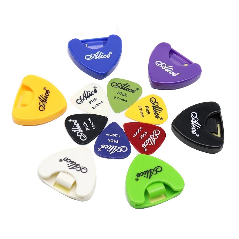 1 stücke Alice Gitarre wählt Halfter Plektrum fallen Gitarre wählen Lagerung Kasten mit 2 stücke Alice Gitarre wählt