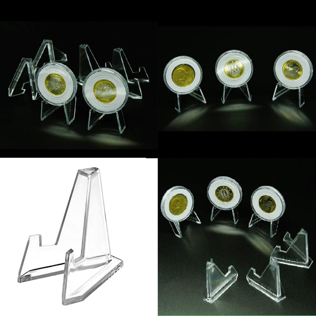Mini Klar Münzen Anzeige Staffelei für Abzeichen Token Medaillen Feuerzeuge Tasche Uhren