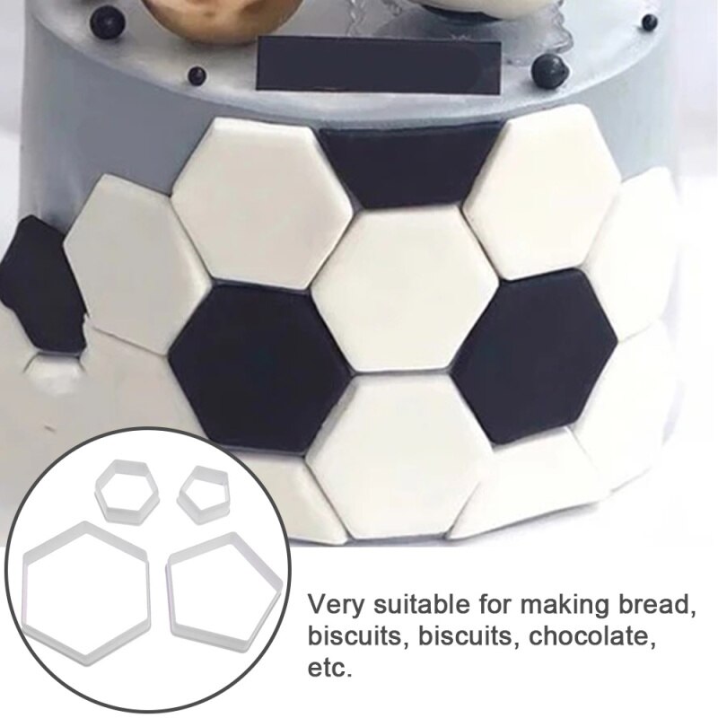 4 stücke FußBall Cookie Cutter Kunststoff Backformen Fondant Kuchen Keks Schimmel DIY FußBall Kuchen Werkzeug Kuchen Dekoration Küche Zubehör