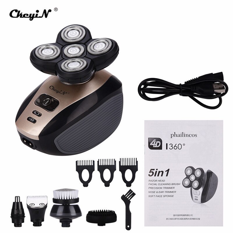 CkeyiN USB Rasierer Elektrische Rasierer Fünf Schwimm Köpfe Rasierer Haar Cutter Nase Ohr Trimmer Männer Nase Ohr Haar Entfernung