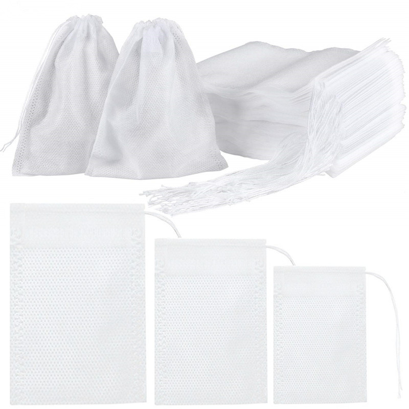 100 stück Einweg Tee Tasche Kordelzug Tee Filter Beutel leer Filter Baumwolle Tasche für verlieren Tee