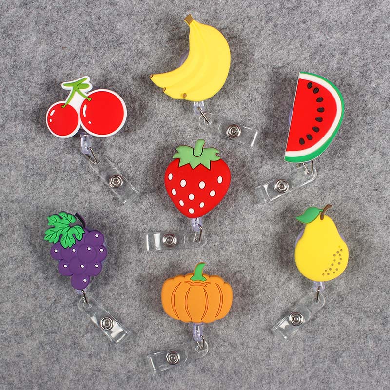 Kreative Gemüse Und Obst Versenkbare Abzeichen Karteninhaber Spule Krankenschwester Mädchen Schule Studenten Ausstellung Enfermera Name Karte Brust
