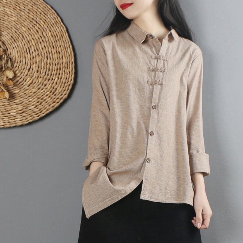 Frauen Hemden Kleidung Frühling retro Jahrgang Shirt Baumwolle Chinesischen Stil Kleidung Frauen Online Chinesische Einkaufen 10012