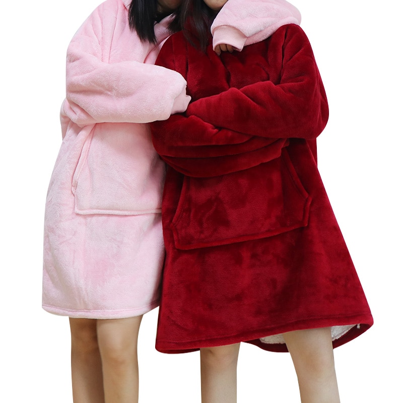 Decke mit Ärmeln Frauen Übergroßen Hoodie Vlies Warme Hoodies Sweatshirts Riesen TV Decke Frauen Hoody Kleid Casaco Feminino