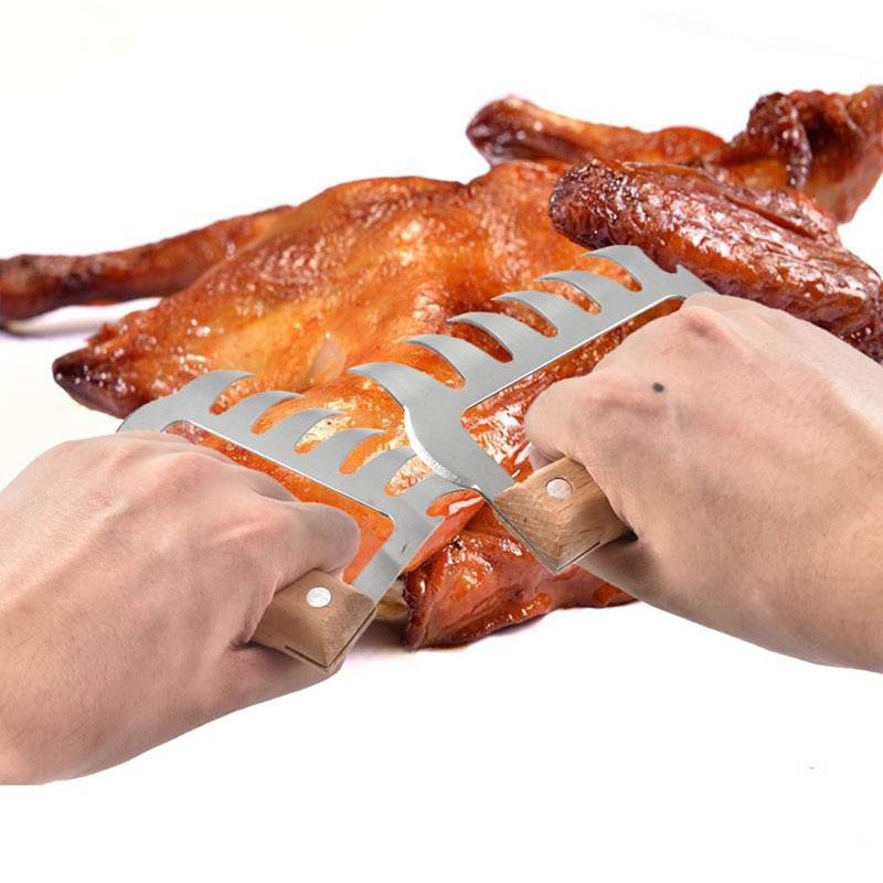 2 Teile/paket draussen BBQ Zerrissene Teilung Fleisch Werkzeuge Edelstahl Bär Klaue Fleisch Separator Grill Werkzeuge BBQ Gargets Passen Zubehör