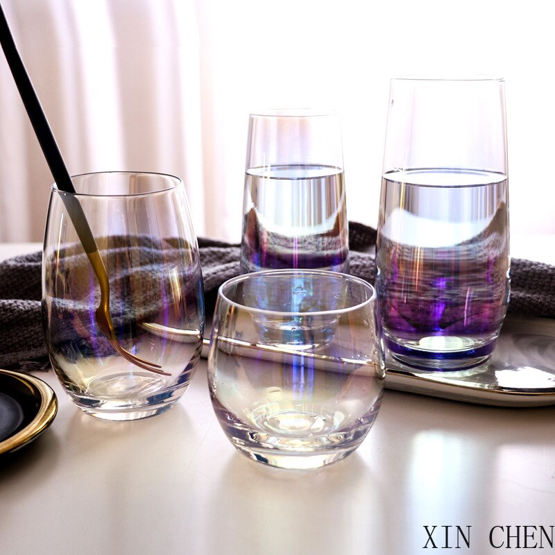 Bunte galvanik glas bunte transparent ei Nachtisch tasse tasse milch tasse hause Salon glas tasse
