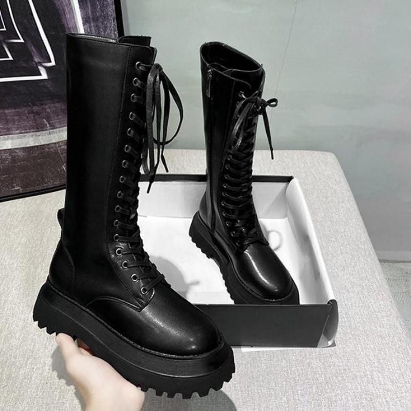 Winter Stiefel Frauen Lange Stiefel Leder Spitze-hoch Schnee Stiefel Nicht-Unterhose Schwarz Stiefel Schuhe Frau Mitte-kalb