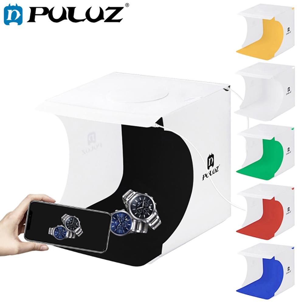PULUZ Licht Kasten 2 LED Tafeln Foto Zelt Faltbare 20 cm Foto Studio 6 Farben Hintergrund Beleuchtung Schießen Zelt Lgihtbox
