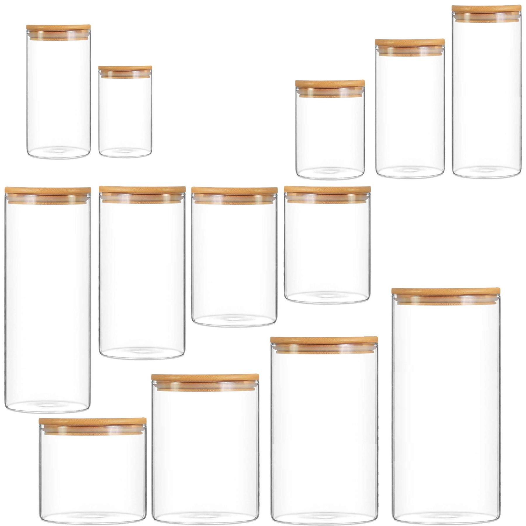 Bambus Vakuum Deckel Krug würzen Borosilikatglas Container Lebensmittel Lagerung Frischer Küche Luftdichten Mehl Zucker 5 Impuls Kaffee Cookie