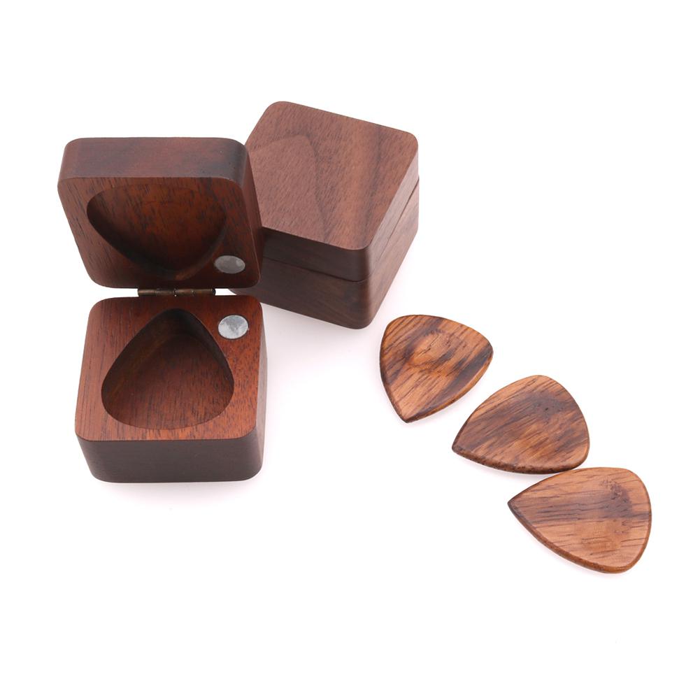 Holz Gitarre wählen Plektrum Kasten für 4 stücke wählt Halten Guitarra Zubehör Saiten Musical Instrument (nicht enthalten gitarre wählen)