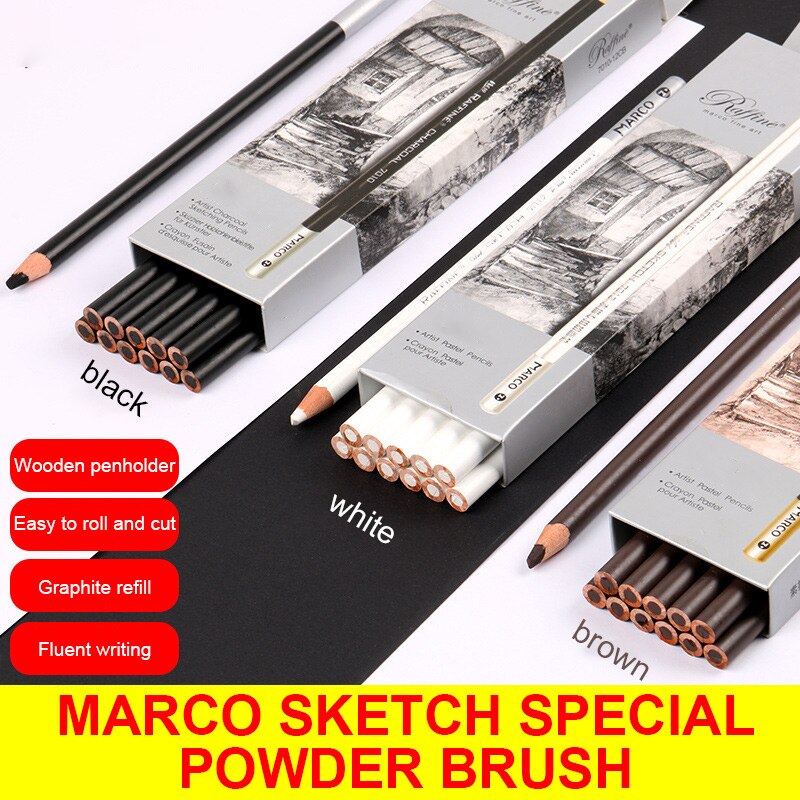 Holzkohle Bleistift Weiß Kohle Hohe Licht Stift Skizzieren Bleistifte Kunst Liefert Zeichnung Bleistift Weich Mittel Hart Holzkohle Bleistift