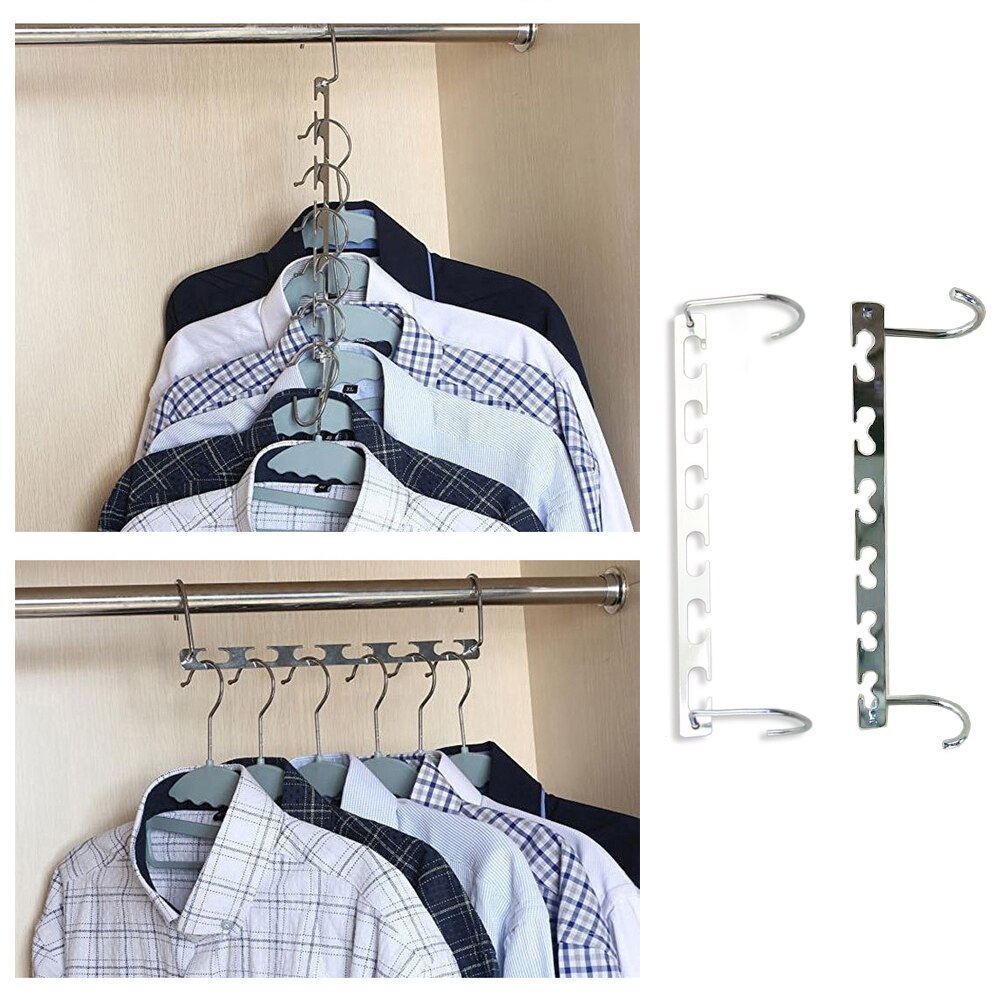 Multi-Funktion Platzsparendes Metall KleiderbüGel Mit Haken Magie 6 See Kleidung Schrank Lagerung Eisen Kleidung Trocknen Gestell 1 pc 26cm