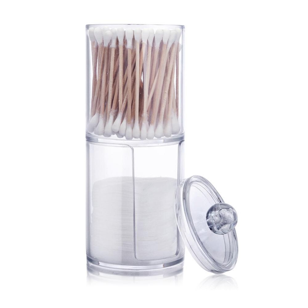 Zwei-schicht Acryl Tragbare Runde Container Lagerung Flaschen & Gläser machen-hoch Organizer Baumwolle & Pad Kasten Kosmetik Tupfer Q -spitze Halfter