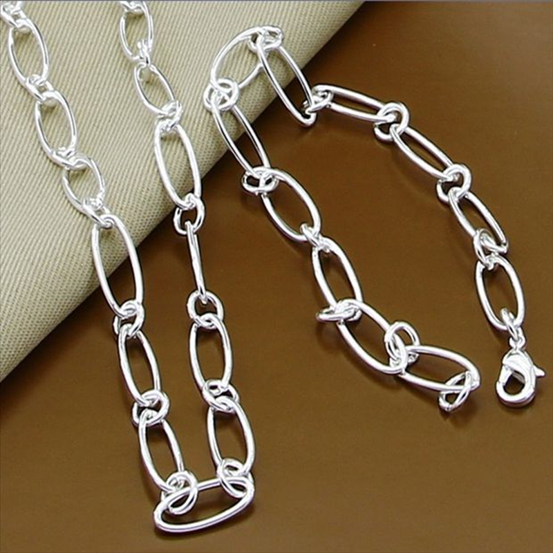 Neue Schmuck einstellen Silber 925 Schmuck Einfache Geometrische Halskette Armbinde einstellen Für Frau Männer Weihnachten